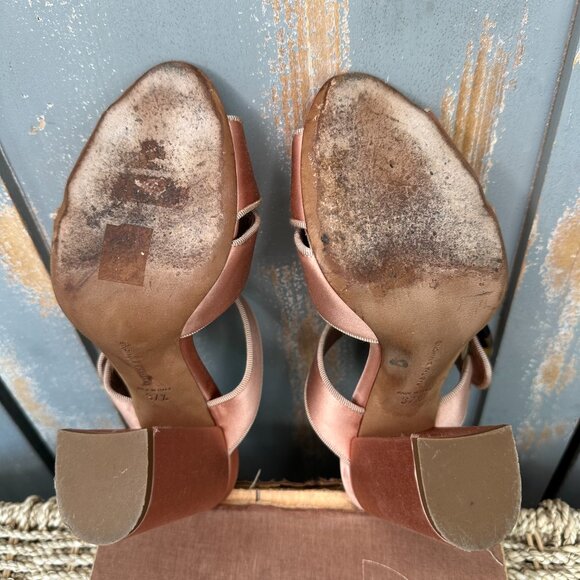 Tabitha Simmons For Johanna Ortiz Reyner Buckled Satin Block Heel Rose Sz 7 1/2 - Picture 13 of 16